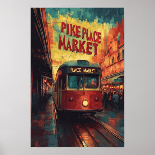 Poster Pike Place Market Seattle Washington USA Travel