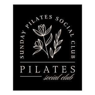 Poster Pilates amoureux club social luxueux studio noir