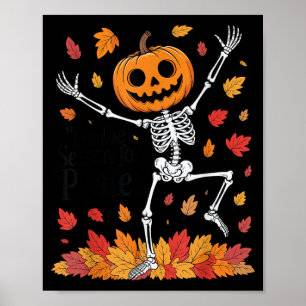 Poster Pilates drôle Squelette Citrouille Yoga Halloween