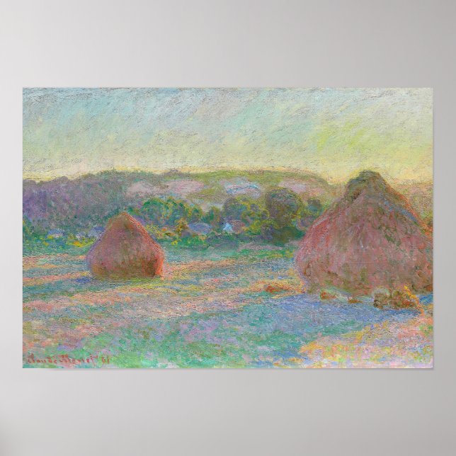 Poster Pile Claude Monet de blé Fin de l'oeuvre d'été (Devant)