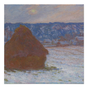 Poster Pile de blé (Effet de neige, Jour couvert) (1890-9