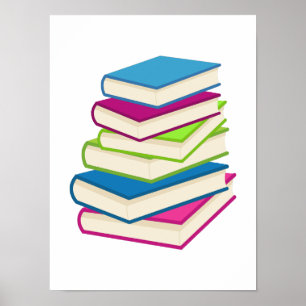Poster Pile De Livres Colorés