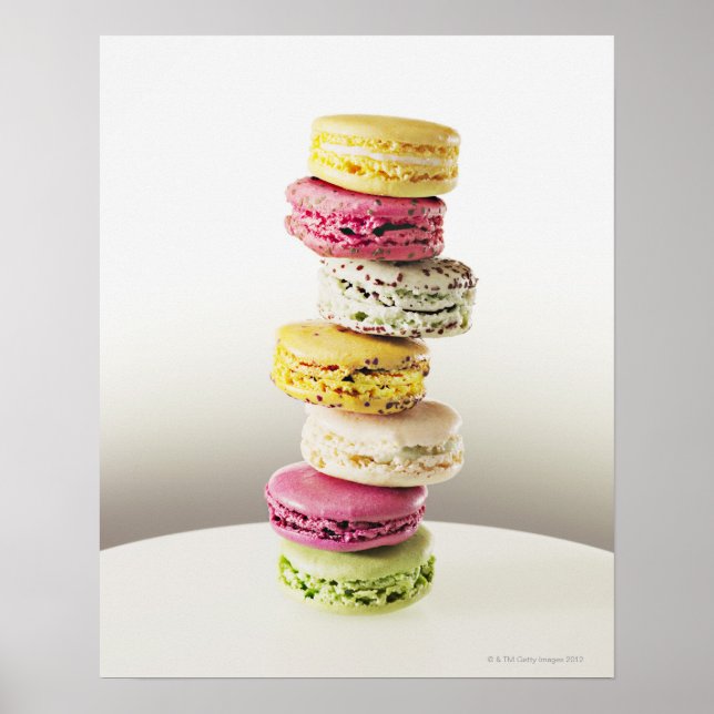 Poster Pile de macarons vibrants (Devant)