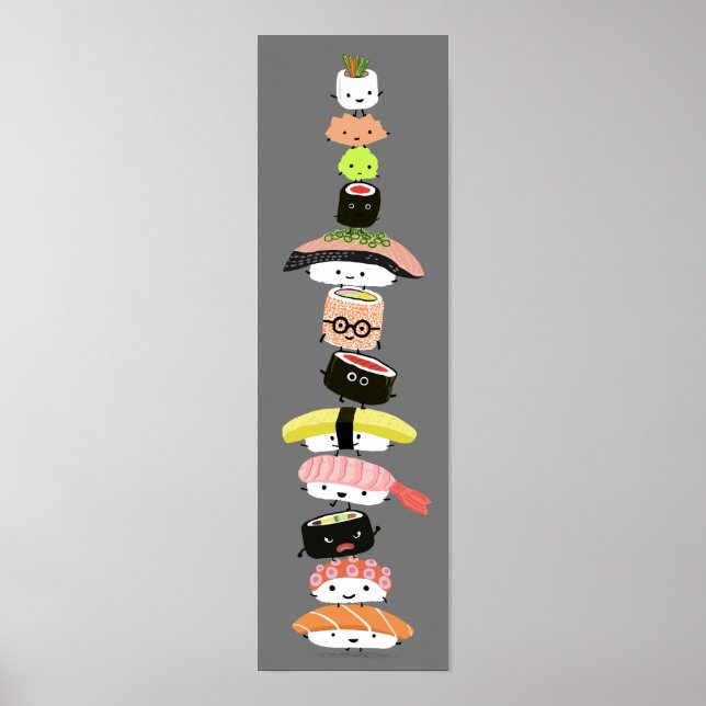 Poster Pile de sushi mignonne - Tour des amis de sushi Ka (Devant)