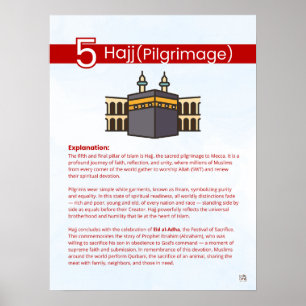 Poster Piliers de l'Islam - Hajj (Pèlerinage) Rouge