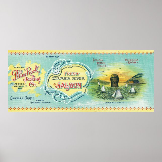 Poster Pillar Rock, Washington - Pillar Rock Saumon (Devant)