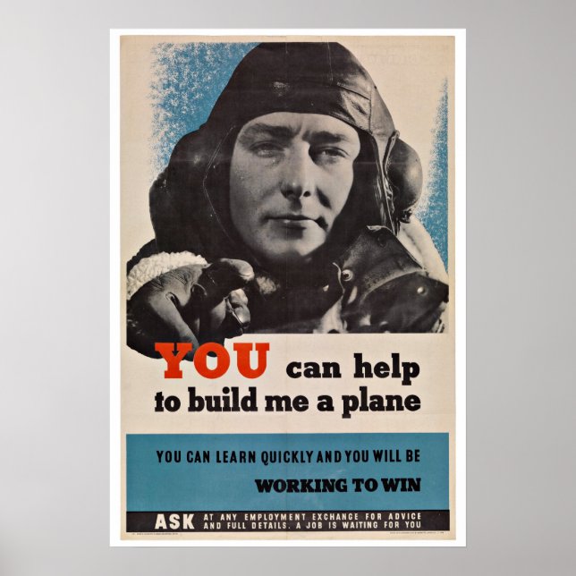 Poster Pilote d'avion 2ème guerre mondiale - Patriotisme  (Devant)