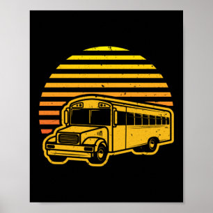 Poster Pilote de bus Vintage Sunset School