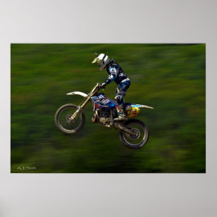 Poster Pilote de motocross MX prenant de la hauteur