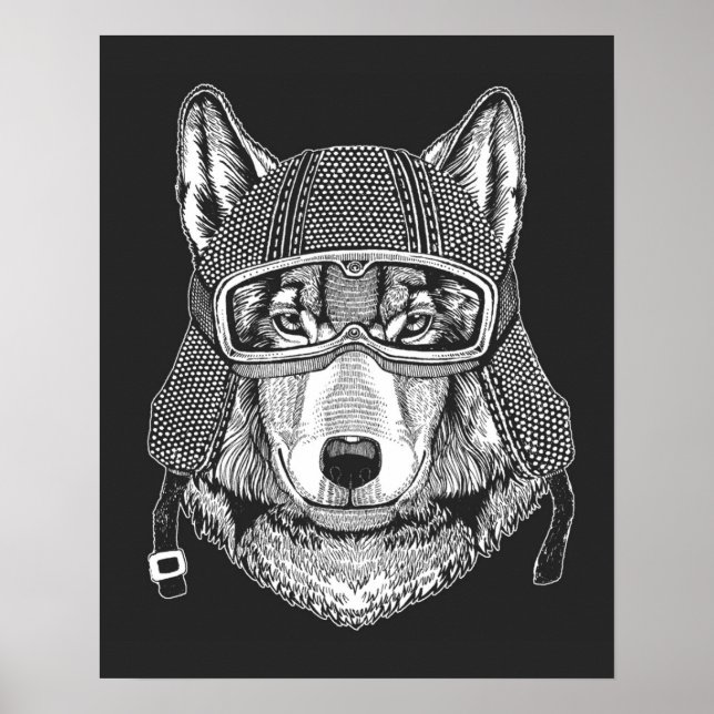 Poster Pilote de motocyclette Wolf Dog (Devant)