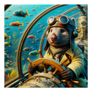 Poster Pilote Wombat mignon Imaginaire sous-marin