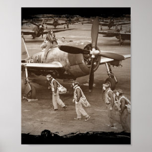 Poster Pilotes d'avion de chasse s'exerçant sur les coup