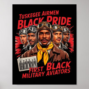 Poster Pilotes Noirs Rétro Histoire des Noirs 2ème Guerre