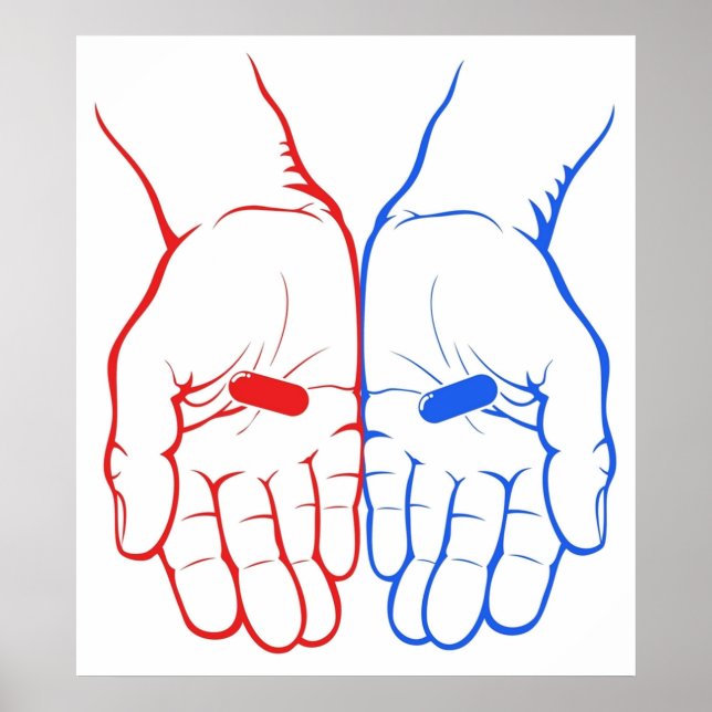 Poster Pilule rouge ou pilule bleue La Matix (Devant)