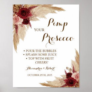 Poster Pimez votre Mariage en herbe Pampas Prosecco