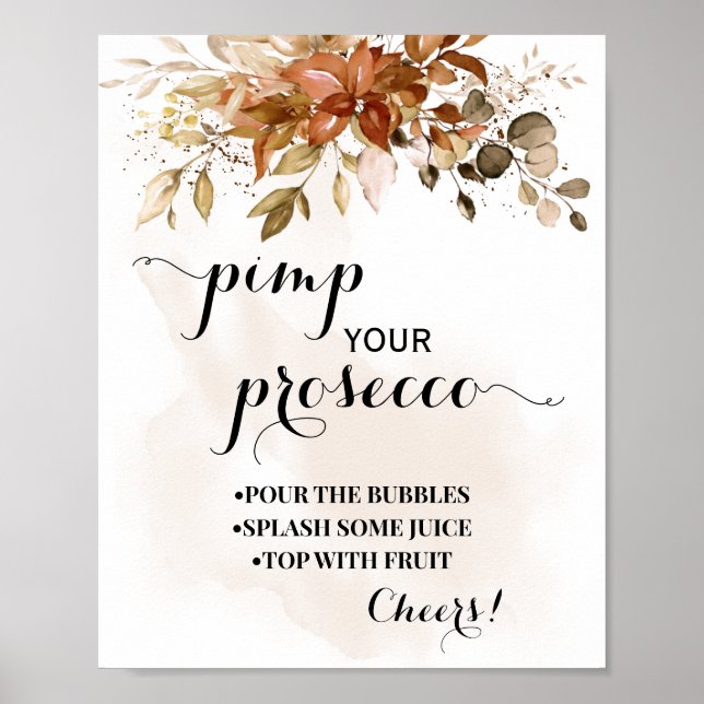 Poster Pimp your Prosecco Fall Automne Douche signe (Devant)