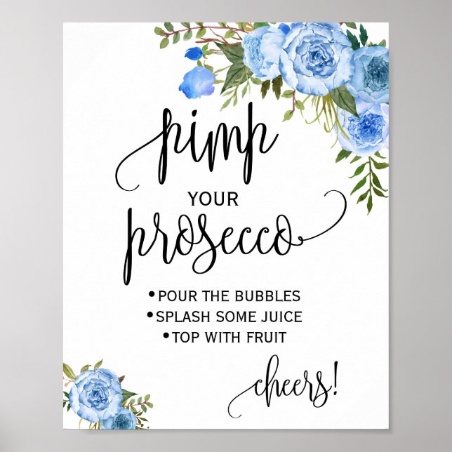 Poster Pimp your prosecco panneau de baiser de mariage fl (Devant)
