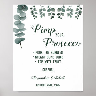 Poster Pimp your Prosecco Verdure Eucalyptus Mariage 