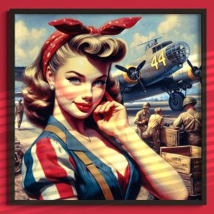 Poster Pin d'avion vintage vers le haut