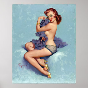 Poster Pin de beauté à tête rouge vers le haut