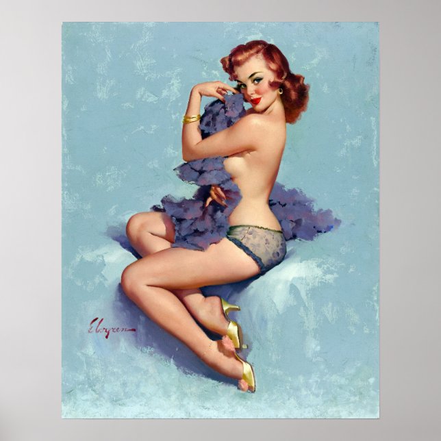 Poster Pin de beauté à tête rouge vers le haut (Devant)