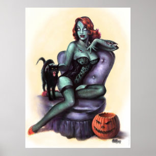 Poster Pin de fille de zombi de Halloween