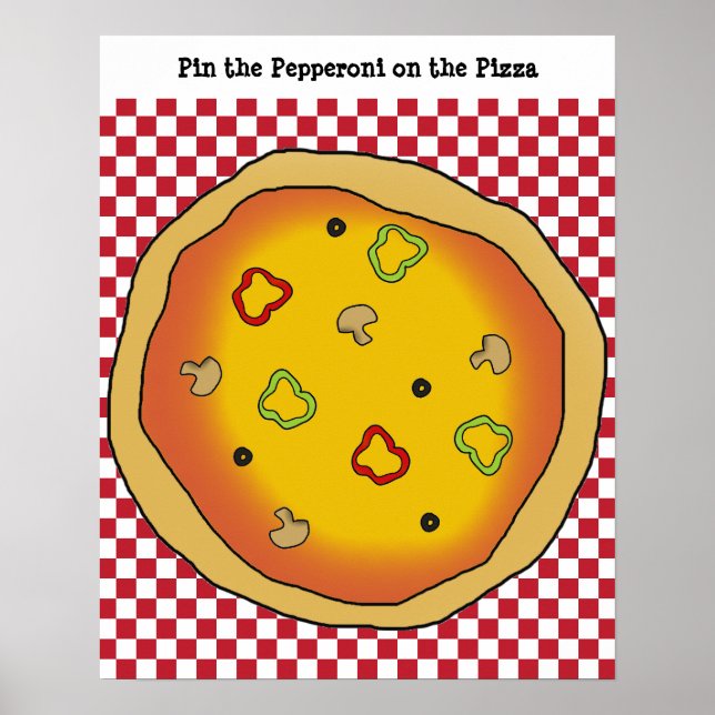 Poster Pin the Pepperoni sur le jeu de pizza (Devant)