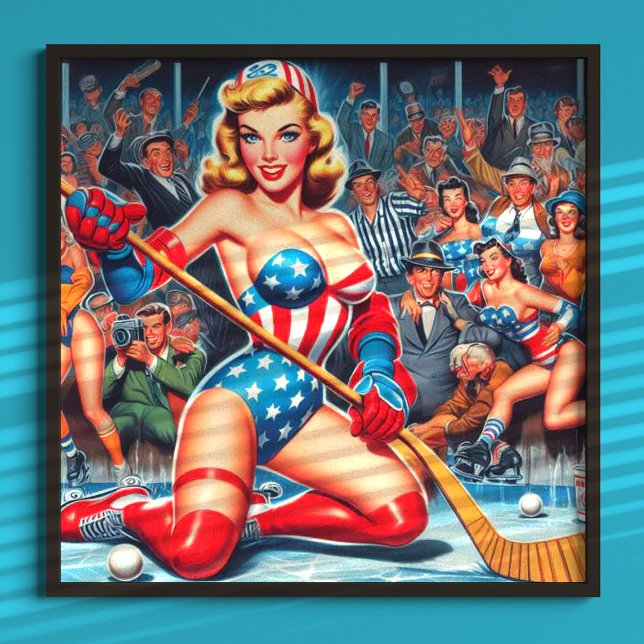 Poster Pin-up de hockey rétro (Créateur téléchargé)