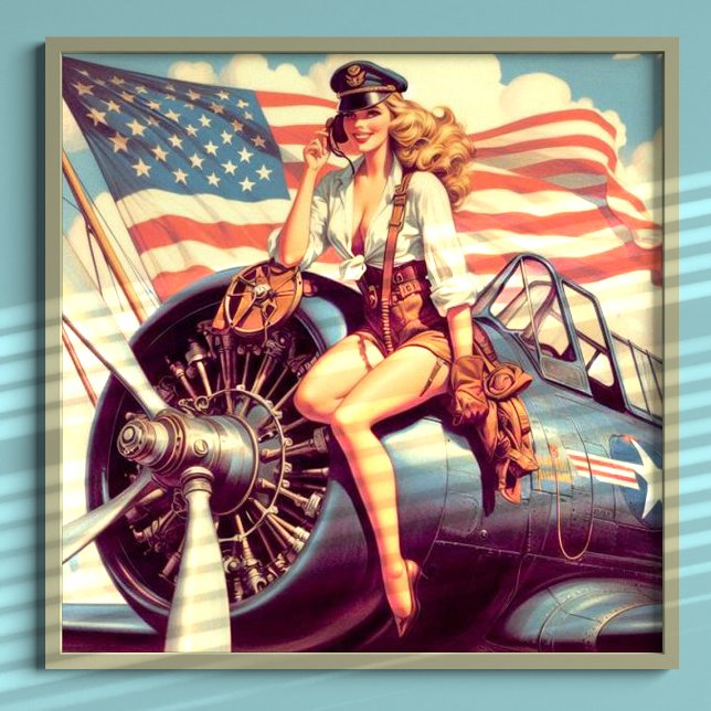Poster Pin-up de l'avion vintage (Créateur téléchargé)