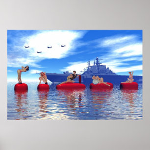Poster Pin-up et Filles glamour avec la Marine