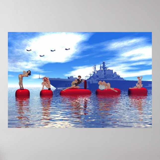 Poster Pin-up et Filles glamour avec la Marine (Devant)