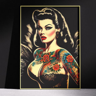 Poster Pin-up gothique tatouée