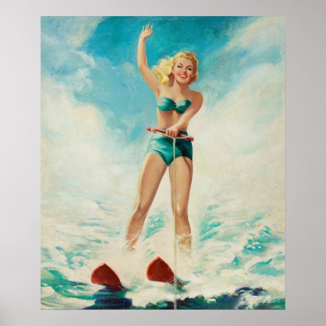 Poster Pin-up Ski d'eau (Devant)