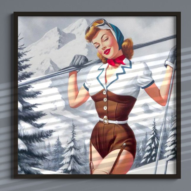 Poster Pin-up ski hiver vintage (Créateur téléchargé)