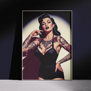 Poster Pin-up Tatouée Rétro