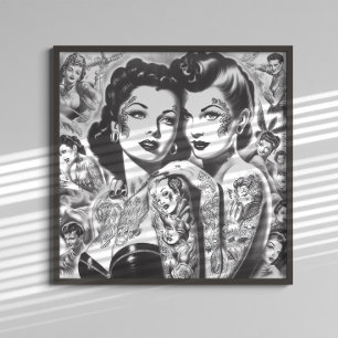 Poster Pin-ups Tatouées Vintage