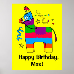 Poster Pinata Joyeux Anniversaire Nom Personnalisable