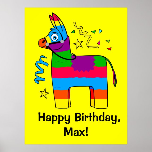 Poster Pinata Joyeux Anniversaire Nom Personnalisable (Devant)