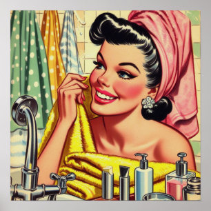 Poster Pince de bain vintage vers le haut
