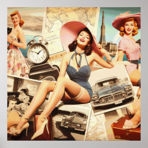 Poster Pinceau de mode vintage