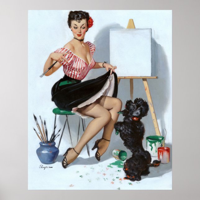 Poster Pinceau de peintre vers le haut (Devant)