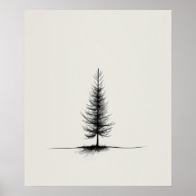 Pinceau Lone Arbre moderne ligne noire art minimal