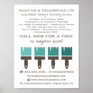 Poster Pinceaux Ombre turquoises, Peintre & Décorateur