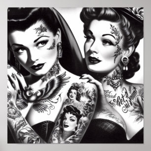 Poster Pinces à tatouage rétro