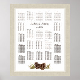 Poster Pine Cônes Light Burlap Mariage Carte de siège