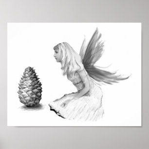 Poster Pine Tree Fairy with Pine Cône