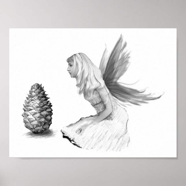 Poster Pine Tree Fairy with Pine Cône (Devant)