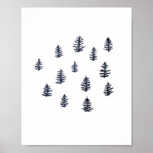 Poster Pine Tree Forest Illustration Art
