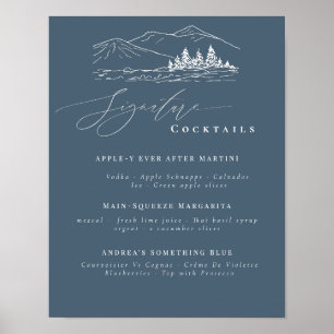 Poster Pine Tree Mountains Signature Boissons Bar Menu