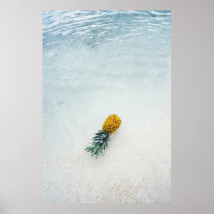 Poster Pineapple on seashore